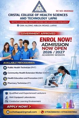 Admission Open: Cristal College of Health Sciences & Tech 2026/2027!