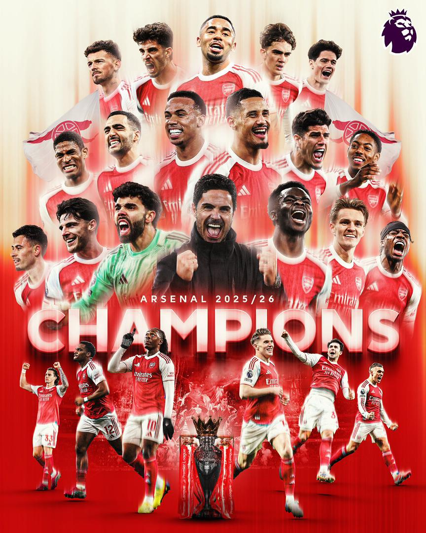 ARSENAL WIN FIRST PREMIER LEAGUE TITLE AFTER 22 YEARS