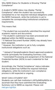 Why NERD Status for Students is Showing “Partial Compliance