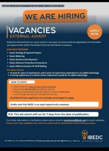 Recruitment:- Ibadan Electricity Distribution Company Plc