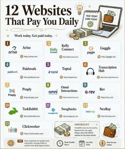 12 Websites that pay you daily!