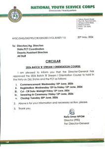 2026 BATCH 'B' STREAM I ORIENTATION COURSE