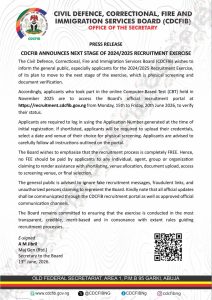CDCFIB ANNOUNCES NEXT STAGE OF 2024/2025 RECRUITMENT EXERCISE