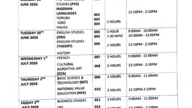 Year 2026 Lagos State BECE Time Table